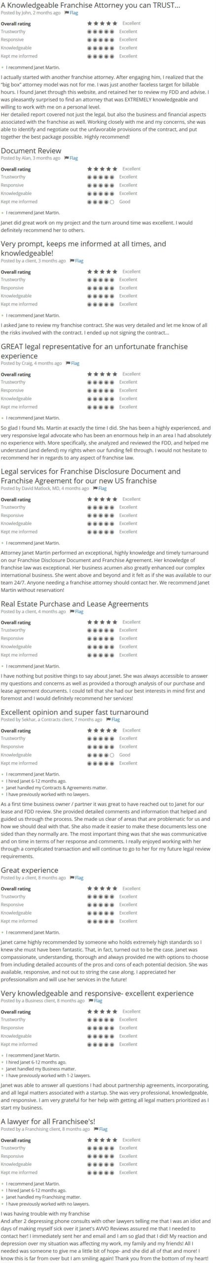 Client Reviews of Janet Martin